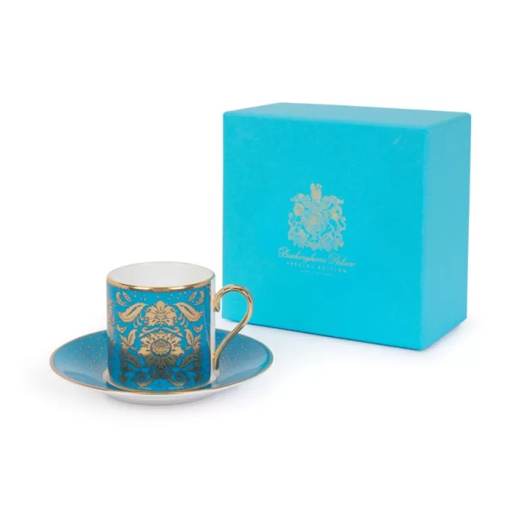 Royal Collection Shop Acanthus Turquoise Coffee Cup And Saucer* Cups & Saucers