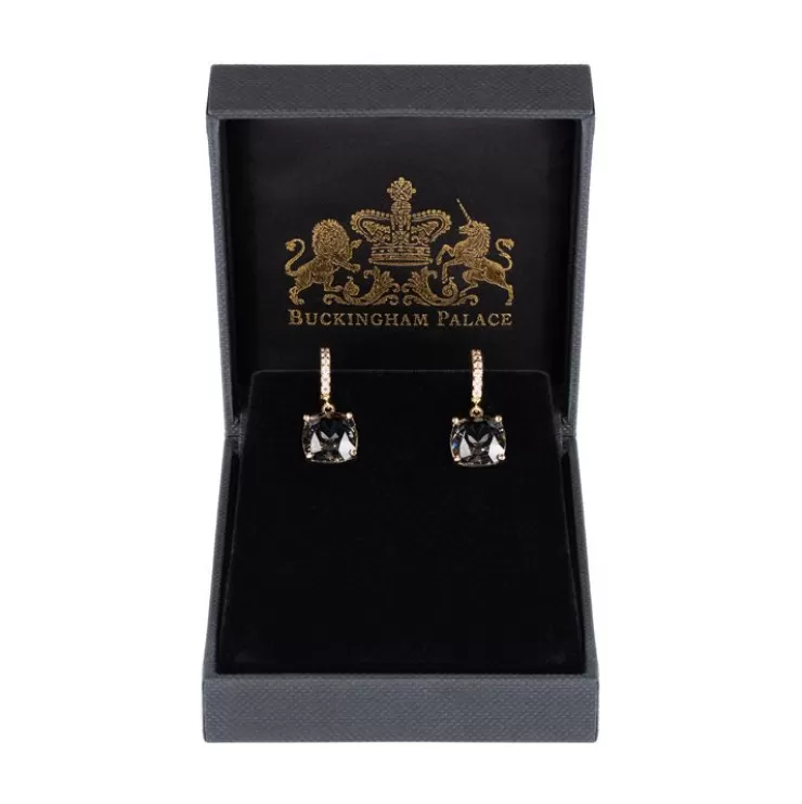 Royal Collection Shop Black Square Crystal Earrings* Earrings