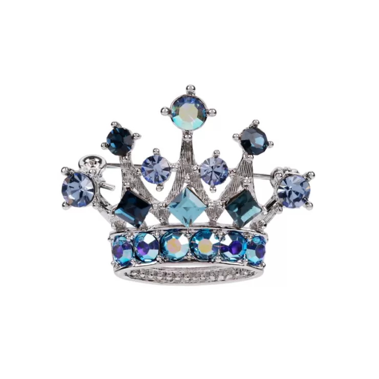 Royal Collection Shop Blue And Silver Crown Brooch* Brooches