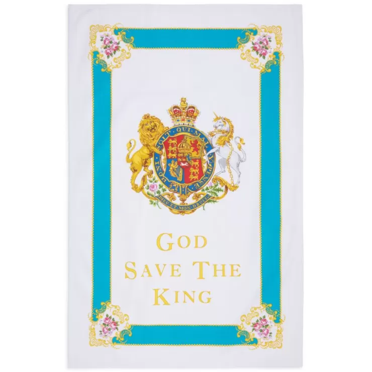 Royal Collection Shop Coat Of Arms Tea Towel* His Majesty The King'S 75Th Birthday