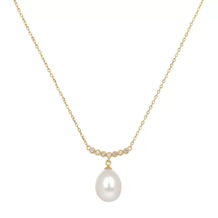 Royal Collection Shop Gold Crescent Pearl Drop Necklace* Necklaces