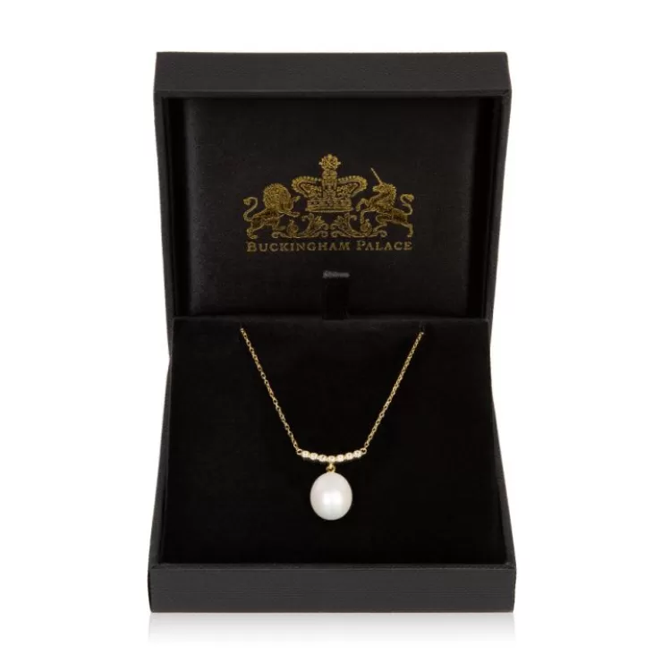 Royal Collection Shop Gold Crescent Pearl Drop Necklace* Necklaces