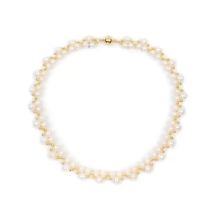 Royal Collection Shop Gold Hematite And White Pearl Collar* Necklaces