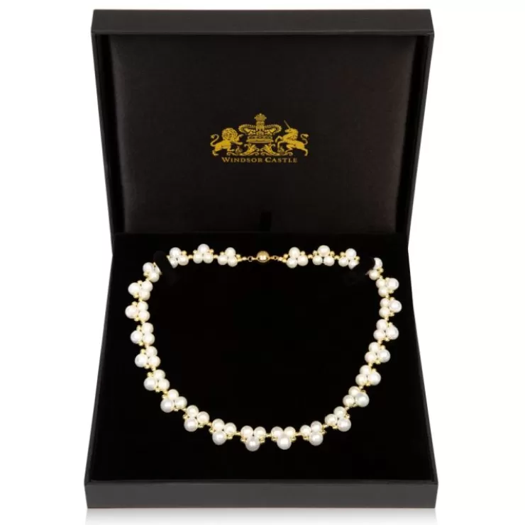 Royal Collection Shop Gold Hematite And White Pearl Collar* Necklaces