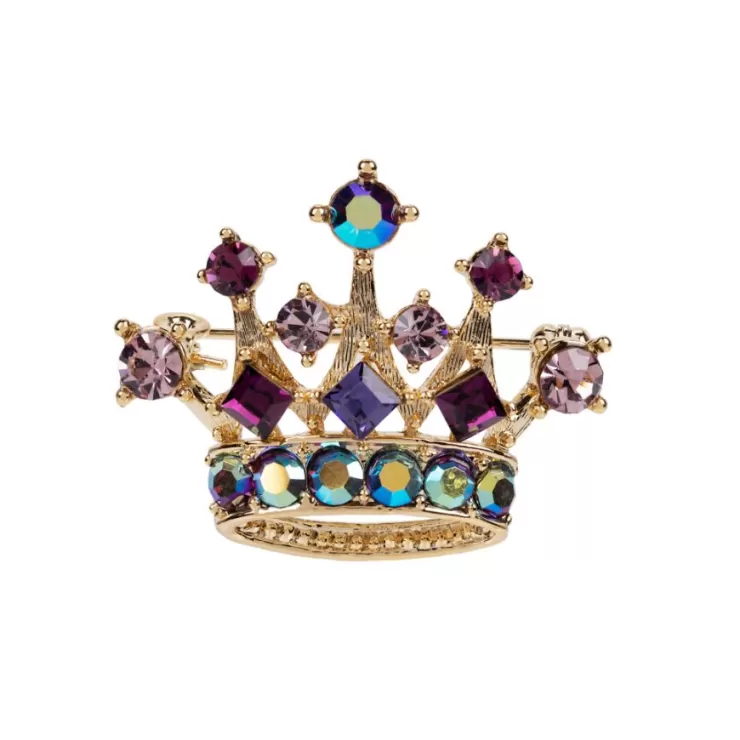 Royal Collection Shop Purple And Gold Crown Brooch* Brooches