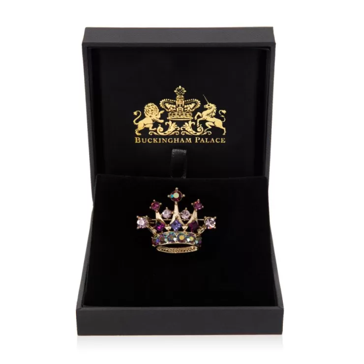 Royal Collection Shop Purple And Gold Crown Brooch* Brooches