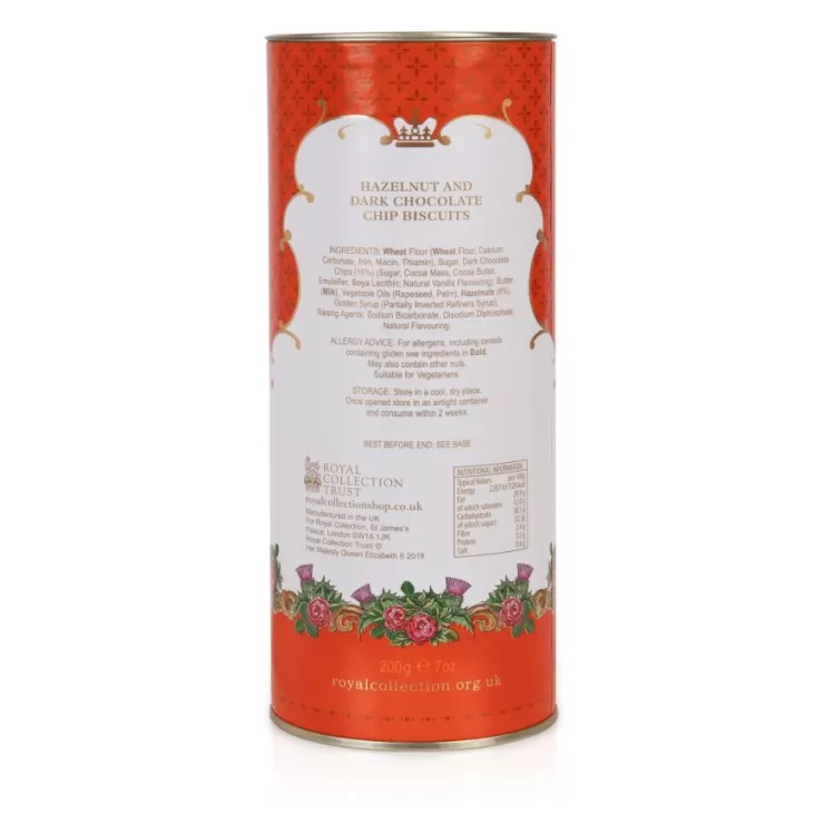 Royal Collection Shop Windsor Castle Hazelnut And Chocolate Chip Biscuit Tube* Biscuits