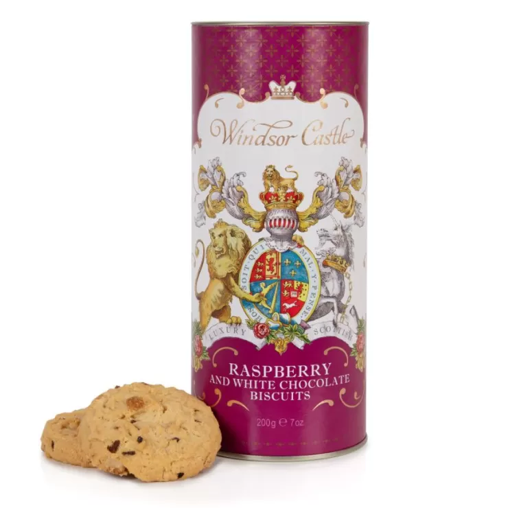 Royal Collection Shop Windsor Castle White Chocolate And Raspberry Biscuit Tube* Biscuits