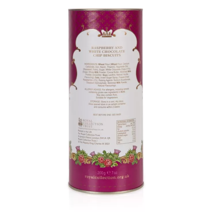 Royal Collection Shop Windsor Castle White Chocolate And Raspberry Biscuit Tube* Biscuits